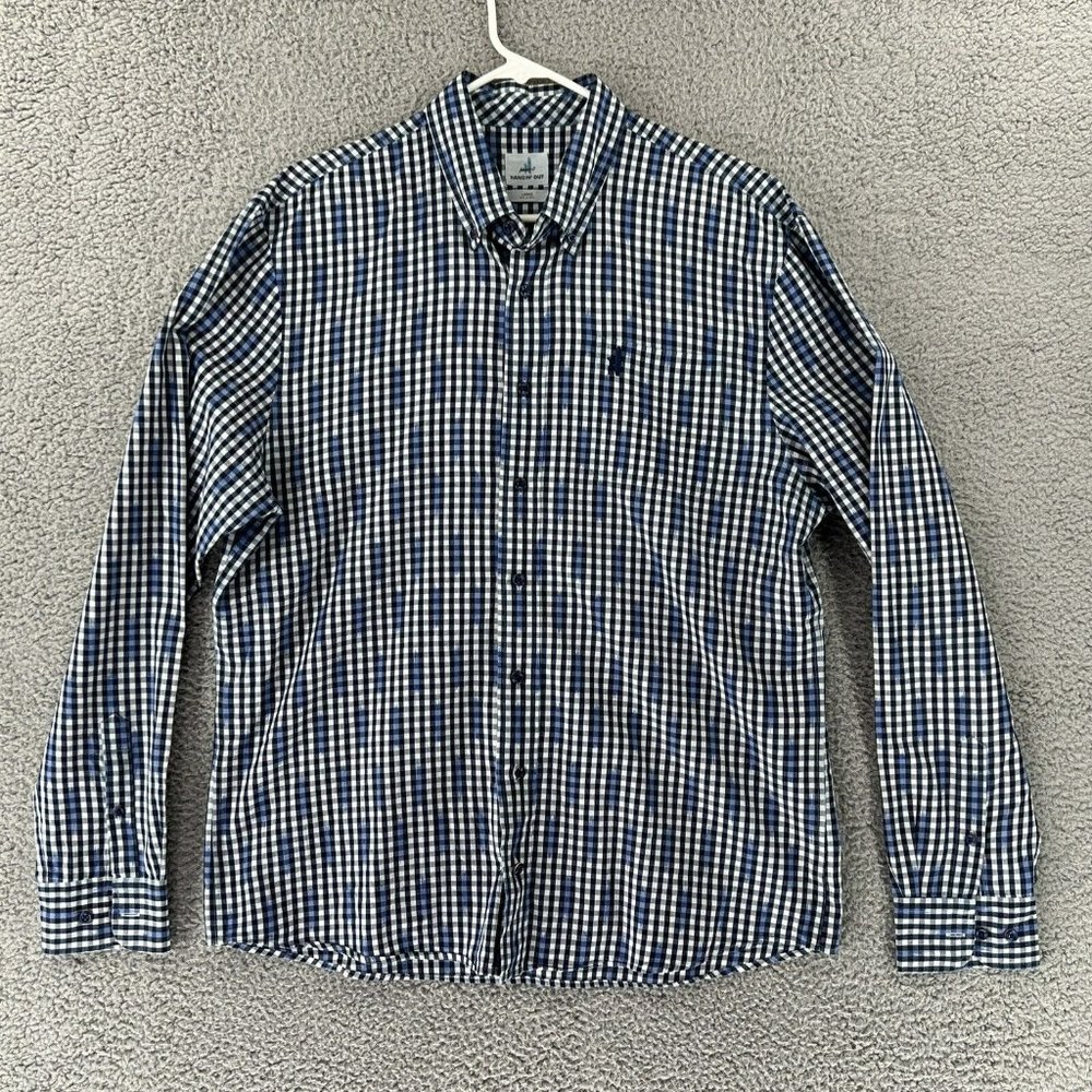 johnnie-O Hangin' Out Button Down Shirt Men's‎ Large Gingham Plaid Long Sleeve